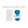 Bomboniera Battesimo Compleanno Clessidra Blu Satinato H.8 Cm Con Astuccio