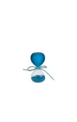 Bomboniera Battesimo Compleanno Clessidra Blu Satinato H.8 Cm Con Astuccio