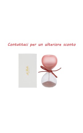 Bomboniera Battesimo Compleanno Clessidra Rosa Satinato H.8 Cm Con Astuccio