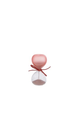 Bomboniera Battesimo Compleanno Clessidra Rosa Satinato H.8 Cm Con Astuccio