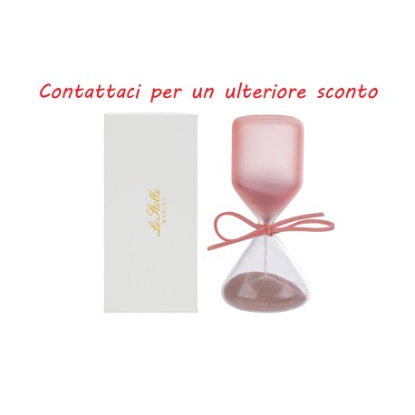 Bomboniera Battesimo Compleanno Clessidra Rosa Satinato H.12 Cm Con Astuccio