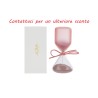 Bomboniera Battesimo Compleanno Clessidra Rosa Satinato H.12 Cm Con Astuccio