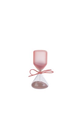 Bomboniera Battesimo Compleanno Clessidra Rosa Satinato H.12 Cm Con Astuccio