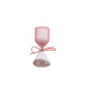 Bomboniera Battesimo Compleanno Clessidra Rosa Satinato H.12 Cm Con Astuccio