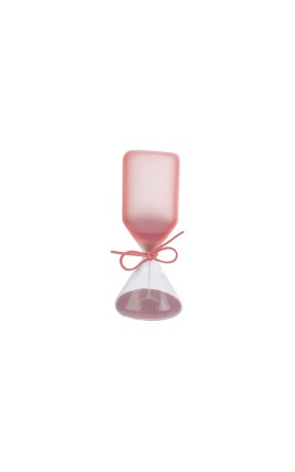 Bomboniera Battesimo Compleanno Clessidra Rosa Satinato H.15 Cm Con Astuccio