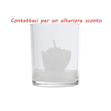 Bomboniera Battesimo Compleanno Bicchiere Candela Rosa Bianca Con Shopper