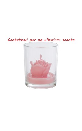 Bomboniera Battesimo Compleanno Bicchiere Candela Rosa Con Shopper