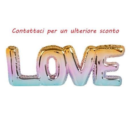 Bomboniera Matrimonio Scritta Love Shine Porcellana 35x12,5 Cm Con Shopper