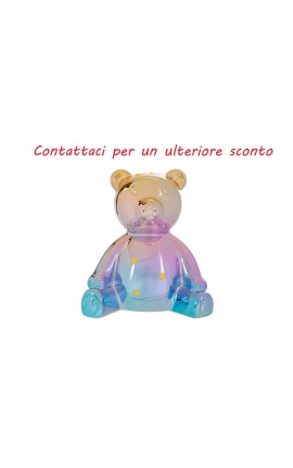 Bomboniera Battesimo Compleanno Orsetto Porcellana Led Multicolore Con Shopper