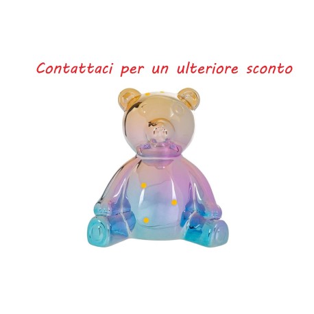 Bomboniera Battesimo Compleanno Orsetto Porcellana Led Multicolore Con Shopper