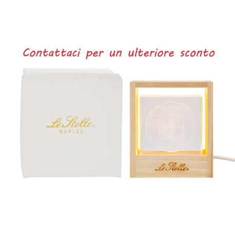 Bomboniera Matrimonio Lampada Cubo Mondo Globo Vetro Led/Usb Con Box