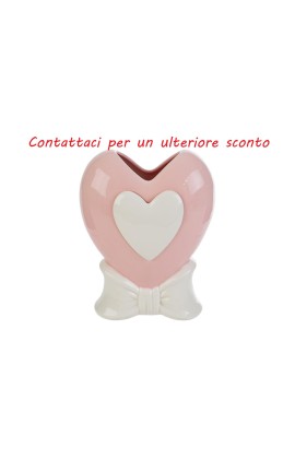 Bomboniera Battesimo Vaso Cuore Porcellana Rosa