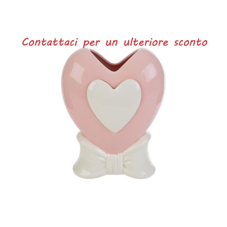 Bomboniera Battesimo Vaso Cuore Porcellana Rosa