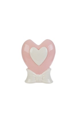Bomboniera Battesimo Vaso Cuore Porcellana Rosa