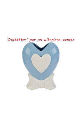 Bomboniera Battesimo Vaso Cuore Porcellana Celeste