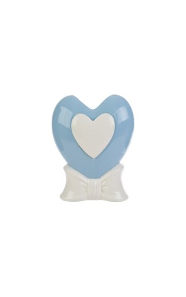 Bomboniera Battesimo Vaso Cuore Porcellana Celeste
