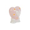 Bomboniera Battesimo Nascita Cuore Porcellana Led Rosa Con Shopper