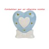 Bomboniera Battesimo Nascita Cuore Porcellana Led Celeste Con Shopper