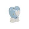 Bomboniera Battesimo Nascita Cuore Porcellana Led Celeste Con Shopper
