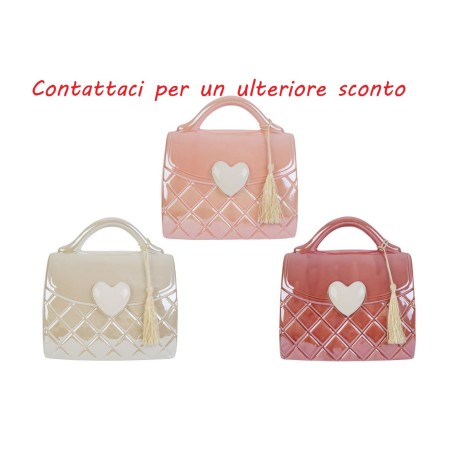 Bomboniera Battesimo Compleanno Vaso Borsetta Porcellana 3 Assortiti