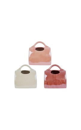 Bomboniera Battesimo Compleanno Vaso Borsetta Porcellana 3 Assortiti