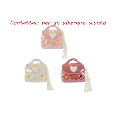 Bomboniera Battesimo Compleanno Borsetta Led Porcellana 3 Assortiti Con Shopper