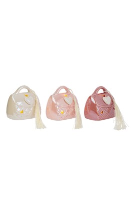 Bomboniera Battesimo Compleanno Borsetta Led Porcellana 3 Assortiti Con Shopper