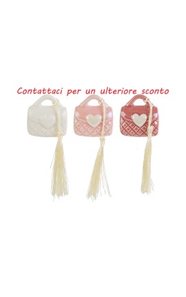 Bomboniera Battesimo Compleanno Borsetta Calamita Porcellana 3 Assortiti