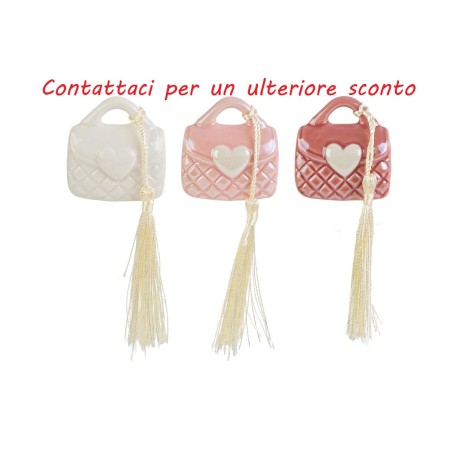 Bomboniera Battesimo Compleanno Borsetta Calamita Porcellana 3 Assortiti