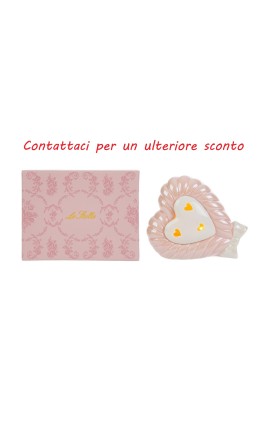 Bomboniera Battesimo Compleanno Cuore Led Porcellana Rosa Con Box