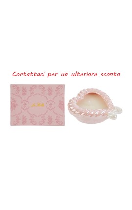 Bomboniera Battesimo Compleanno Candela Cuore Porcellana Rosa Con Box