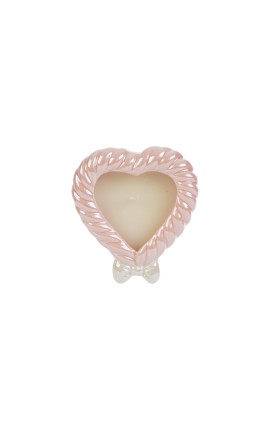 Bomboniera Battesimo Compleanno Candela Cuore Porcellana Rosa Con Box