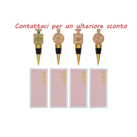 Bomboniera Matrimonio Compleanno Tappo Parfum Profumo Metallo 4 Assortiti Con Astuccio