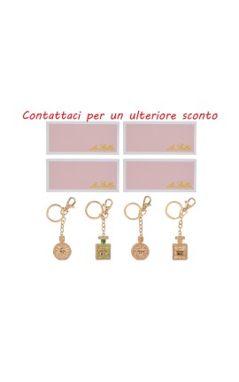 Bomboniera Compleanno Portachiavi Parfum Profumo Metallo 4 Assortiti Con Astuccio