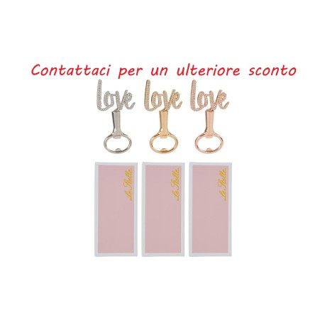 Bomboniera Compleanno Apribottiglie Love Metallo 3 Assortiti con Astuccio