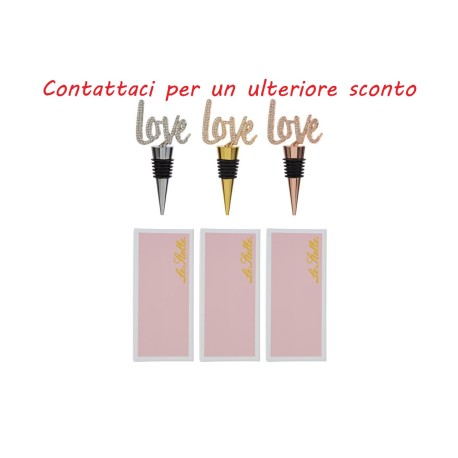 Bomboniera Matrimonio Tappo Love Metallo 3 Assortiti con Astuccio