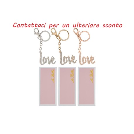 Bomboniera Matrimonio Promessa Portachiavi Love Metallo 3 Assortiti con Astuccio
