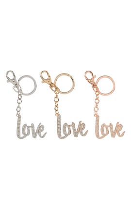 Bomboniera Matrimonio Promessa Portachiavi Love Metallo 3 Assortiti con Astuccio
