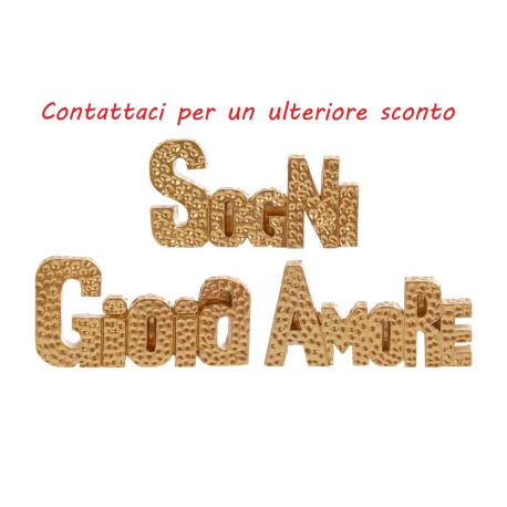 Bomboniera Matrimonio Promessa Calamita Scritte Gioia Sogni e Amore Oro 3 Assortiti