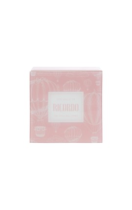 Bomboniera Battesimo Compleanno Nascita Scatola Vetro Rosa Decoro Mongolfiera Con Shopper