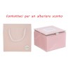 Bomboniera Battesimo Compleanno Nascita Scatola Vetro Rosa 9x9xh.7 Cm Decoro Mongolfiera Con Shopper