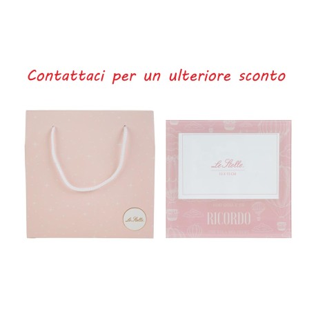 Bomboniera Battesimo Compleanno Nascita Portafoto Vetro Rosa Decoro Mongolfiera Con Shopper