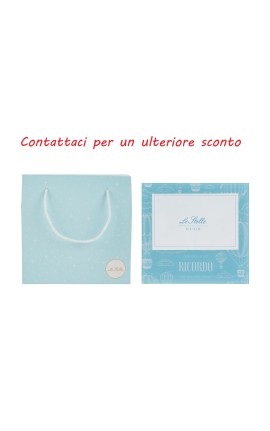 Bomboniera Battesimo Compleanno Nascita Portafoto Vetro Celeste Decoro Mongolfiera Con Shopper