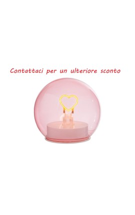 Bomboniera Battesimo Compleanno Lampada Vetro Rosa Led Cuoricino Con Shopper