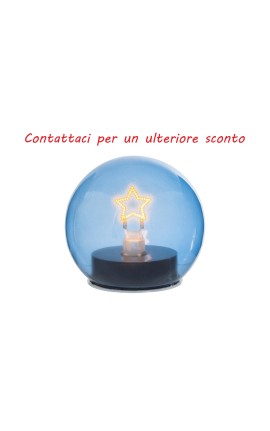 Bomboniera Battesimo Compleanno Lampada Vetro Celeste Led Cuoricino Con Shopper