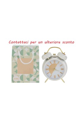 Bomboniera Matrimonio Orologio Sveglia Bianca Con Luce Con Shopper
