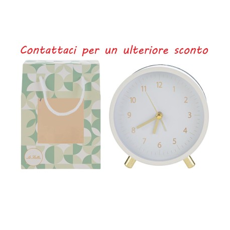 Bomboniera Matrimonio Orologio Sveglia Bianca Con Luce Con Shopper
