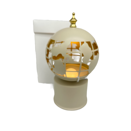 Lampada Led Mappamondo Rotonte Metallo Panna Con Box