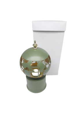 Lampada Led Mappamondo Rotonte Metallo Verde Con Box