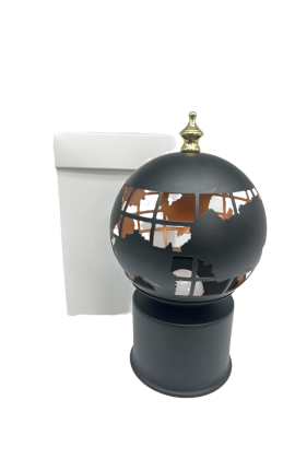 Lampada Led Mappamondo Rotonte Metallo Nero Con Box